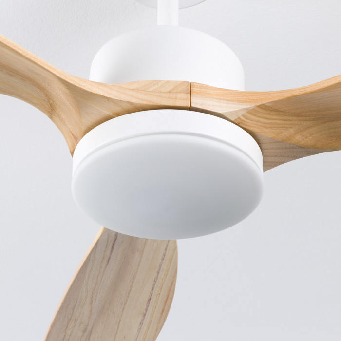 VENTILADOR TECHO NUEVA YORK 55W MOTOR DC 153mm CON LUZ LED 18W BLANCO/MADERA CLARA DAYRON