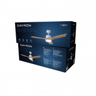 VENTILADOR TECHO NUEVA YORK 55W MOTOR DC 153mm CON LUZ LED 18W BLANCO/MADERA CLARA DAYRON