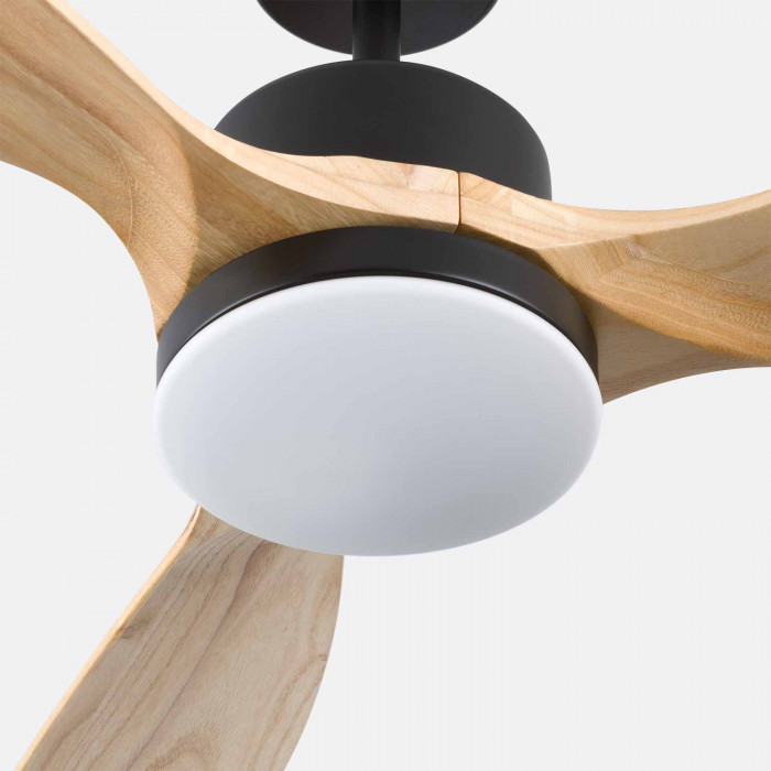 VENTILADOR TECHO NUEVA YORK 55W MOTOR DC 153mm CON LUZ LED 18W NEGRO/MADERA CLARA DAYRON