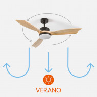 VENTILADOR TECHO NUEVA YORK 55W MOTOR DC 153mm CON LUZ LED 18W NEGRO/MADERA CLARA DAYRON