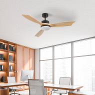 VENTILADOR TECHO NUEVA YORK 55W MOTOR DC 153mm CON LUZ LED 18W NEGRO/MADERA CLARA DAYRON