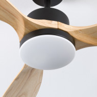 VENTILADOR TECHO NUEVA YORK 55W MOTOR DC 153mm CON LUZ LED 18W NEGRO/MADERA CLARA DAYRON