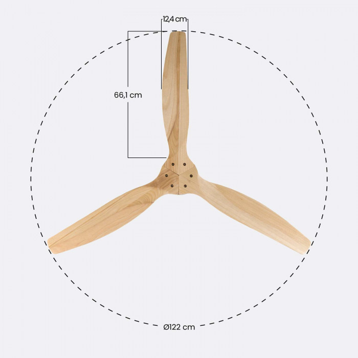 VENTILADOR TECHO NEBRASKA 55W MOTOR DC 153mm BLANCO/MADERA CLARA DAYRON