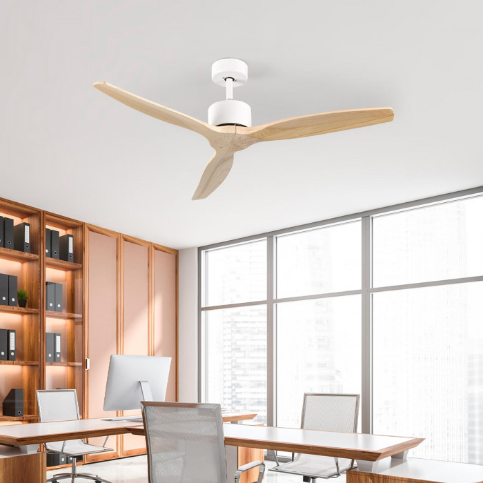 VENTILADOR TECHO NEBRASKA 55W MOTOR DC 153mm BLANCO/MADERA CLARA DAYRON