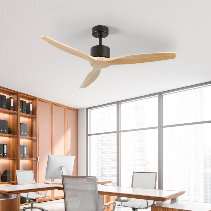 VENTILADOR TECHO NEBRASKA 55W MOTOR DC 153mm NEGRO/MADERA OSCURA DAYRON