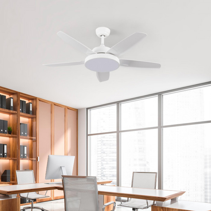 VENTILADOR TECHO NEVADA 65W MOTOR DC 153mm CON LUZ LED 24W BLANCO DAYRON