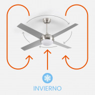 VENTILADOR TECHO MONTANA 55W MOTOR DC CON LUZ LED 18W NIQUEL/BLANCO DAYRON