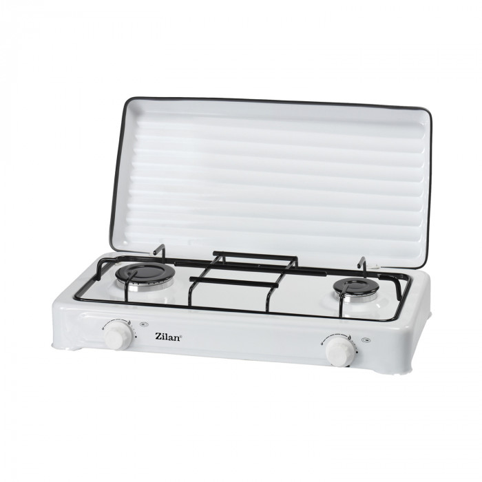 HORNILLO DE GAS BLANCO 2 FUEGOS CON TAPA 9X60X35CM CJ.1