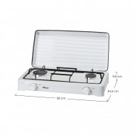 HORNILLO DE GAS BLANCO 2 FUEGOS CON TAPA 9X60X35CM CJ.1