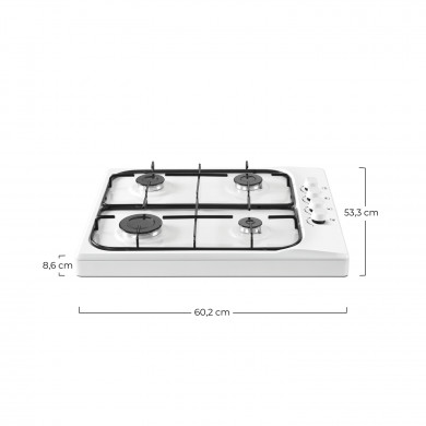 HORNILLO DE GAS BLANCO 4 FUEGOS 8,6X60,3X53,3CM CJ.1