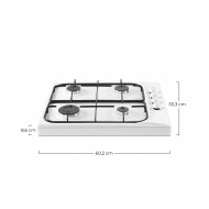 HORNILLO DE GAS BLANCO 4 FUEGOS 8,6X60,3X53,3CM CJ.1