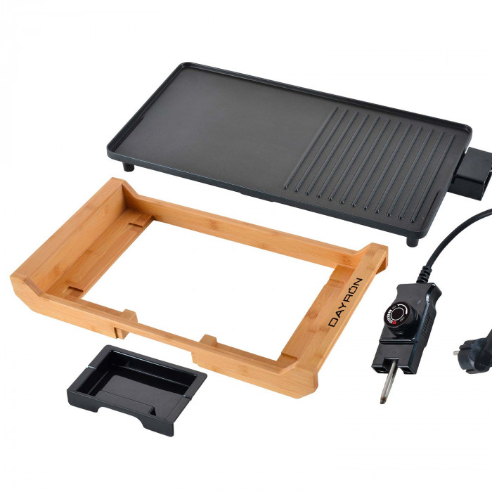 PLANCHA GRILL ANTIADHERENTE BAMBU 1800W 51,5x28 cm DAYRON