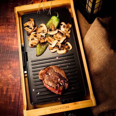 PLANCHA GRILL ANTIADHERENTE BAMBU 1800W 51,5x28 cm DAYRON PLANCHA GRILL ANTIADHERENTE BAMBU 1800W 51,5x28 cm DAYRON