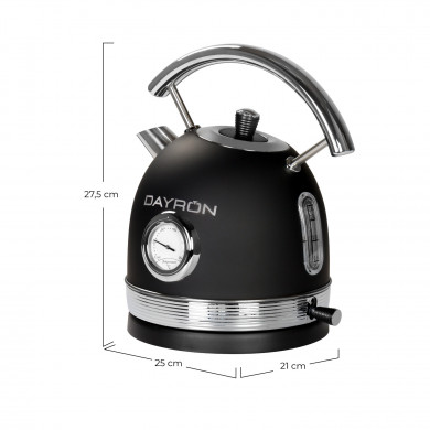 HERVIDOR RETRO 1.8L 1850-2200W NEGRO PLATA DAYRON HERVIDOR RETRO 1.8L 1850-2200W NEGRO PLATA DAYRON