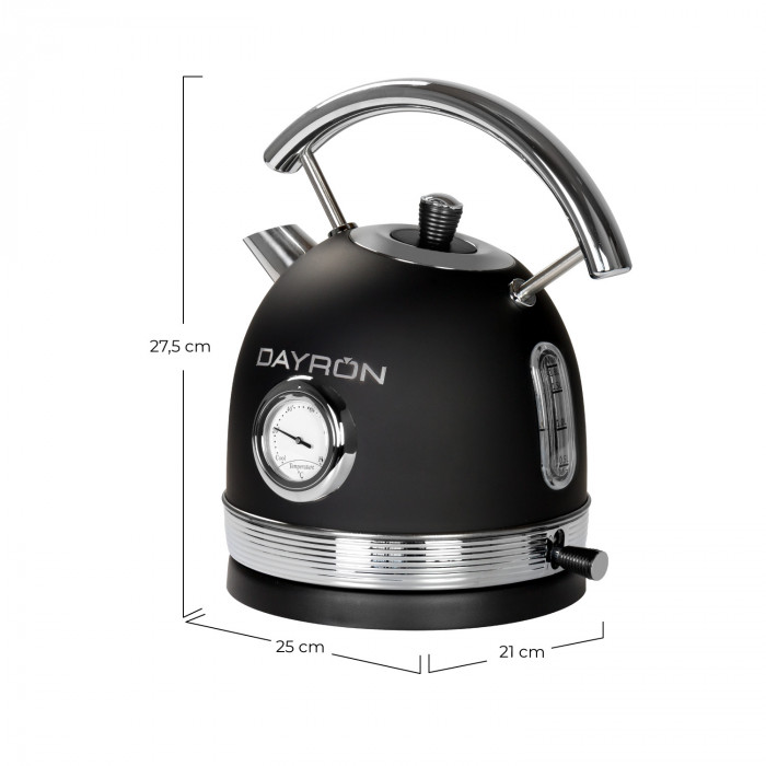 HERVIDOR RETRO 1.8L 1850-2200W NEGRO PLATA DAYRON