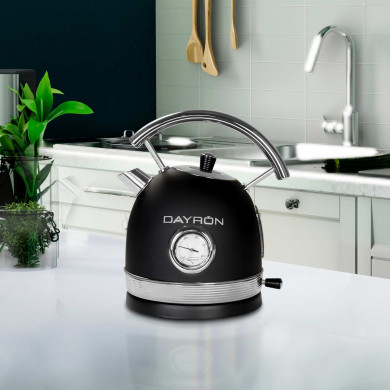 HERVIDOR RETRO 1.8L 1850-2200W NEGRO PLATA DAYRON HERVIDOR RETRO 1.8L 1850-2200W NEGRO PLATA DAYRON