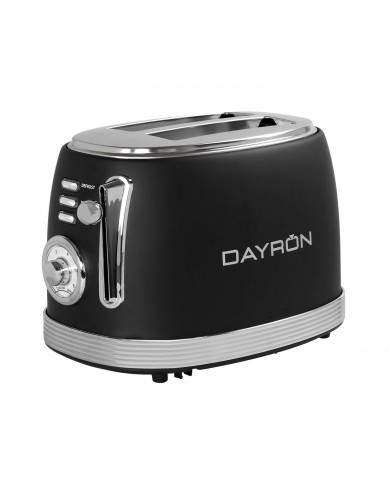 TOSTADORA RETRO 2 REBANADAS 850W NEGRO/PLATA DAYRON