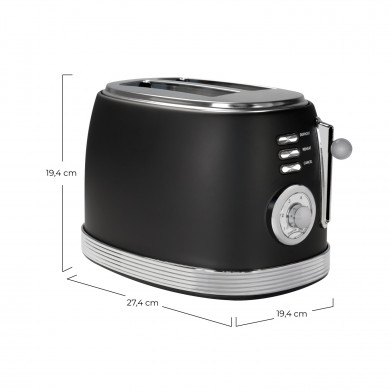 TOSTADORA RETRO 2 REBANADAS 850W NEGRO/PLATA DAYRON TOSTADORA RETRO 2 REBANADAS 850W NEGRO/PLATA DAYRON