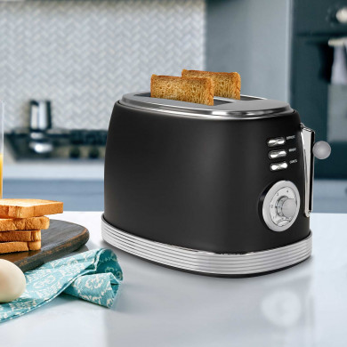 TOSTADORA RETRO 2 REBANADAS 850W NEGRO/PLATA DAYRON TOSTADORA RETRO 2 REBANADAS 850W NEGRO/PLATA DAYRON