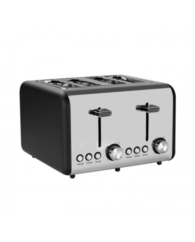 TOSTADORA DOBLE RETRO 4 REBANADAS 1500W NEGRO/PLATA DAYRON