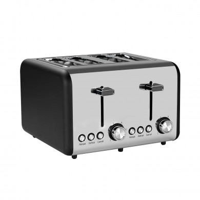 TOSTADORA DOBLE RETRO 4 REBANADAS 1500W NEGRO/PLATA DAYRON TOSTADORA DOBLE RETRO 4 REBANADAS 1500W NEGRO/PLATA DAYRON