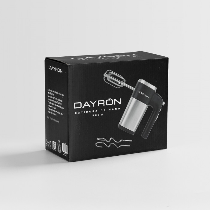 BATIDORA DE MANO RETRO MULTIFUNCION 500W NEGRO PLATA DAYRON