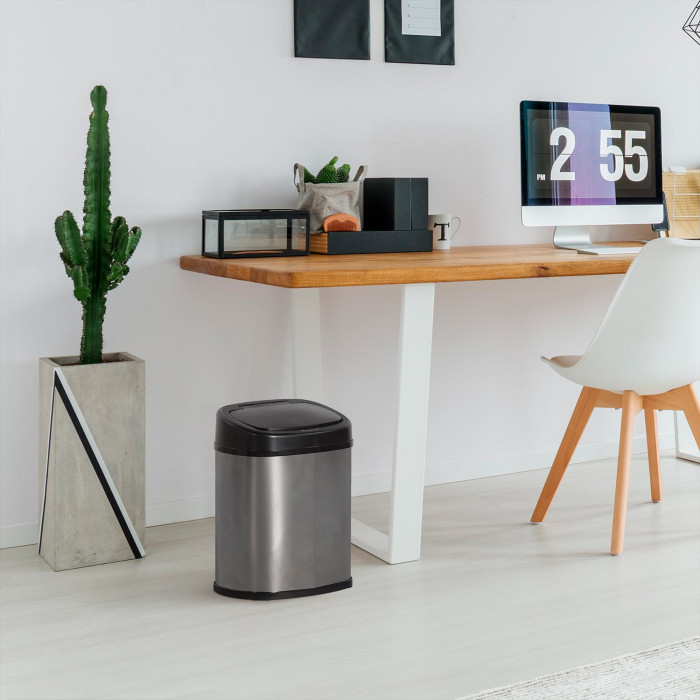 PAPELERA 9L. SENSOR ACERO INOX. /NEGRO DAYRON