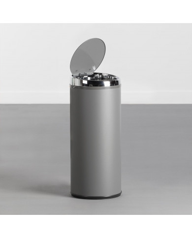 CUBO DE BASURA ALTO CIRCULAR SENSOR 42L. HIERRO NEGRO DAYRON