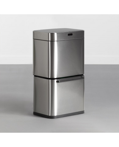 CLASIFICADOR BASURA 4 COMPARTIMENTOS RECTANGULAR SENSOR 80L. ACERO INOX. DAYRON