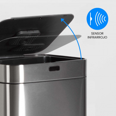 CLASIFICADOR BASURA 4 COMPARTIMENTOS RECTANGULAR SENSOR 80L. ACERO INOX. DAYRON CLASIFICADOR BASURA 4 COMPARTIMENTOS RECTANGULAR SENSOR 80L. ACERO INOX. DAYRON