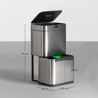 CLASIFICADOR BASURA 4 COMPARTIMENTOS RECTANGULAR SENSOR 80L. ACERO INOX. DAYRON CLASIFICADOR BASURA 4 COMPARTIMENTOS RECTANGULAR SENSOR 80L. ACERO INOX. DAYRON