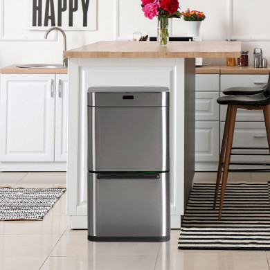 CLASIFICADOR BASURA 4 COMPARTIMENTOS RECTANGULAR SENSOR 80L. ACERO INOX. DAYRON CLASIFICADOR BASURA 4 COMPARTIMENTOS RECTANGULAR SENSOR 80L. ACERO INOX. DAYRON