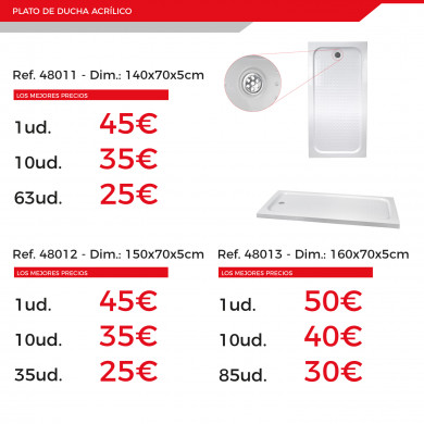 PLATO DE DUCHA RECTANGULAR 140X70X5 cm ACRILICO