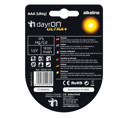 PILA ALCALINA LR03 1,5V DAYRON BL.4