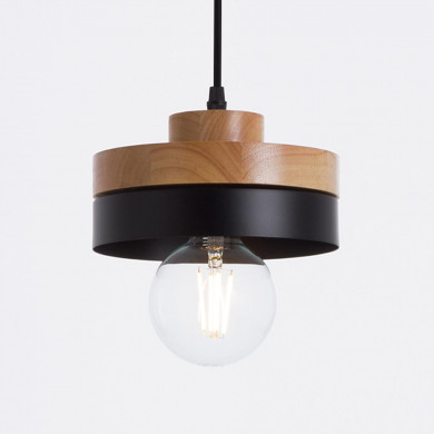 LAMPARA LUBLIN NEGRO/NATURAL 18X18X10CM SEVEN ON DECO