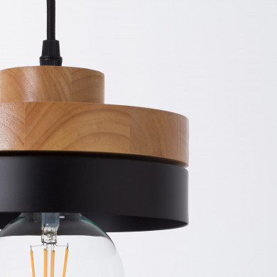 LAMPARA LUBLIN NEGRO/NATURAL 18X18X10CM SEVEN ON DECO