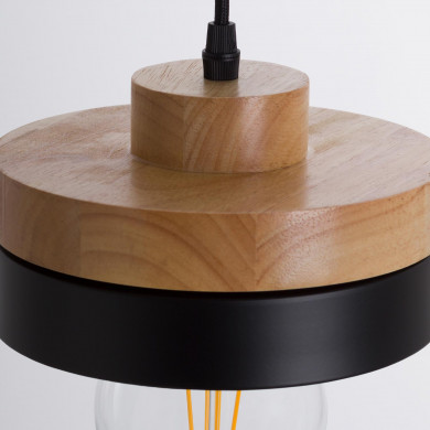 LAMPARA LUBLIN NEGRO/NATURAL 18X18X10CM SEVEN ON DECO