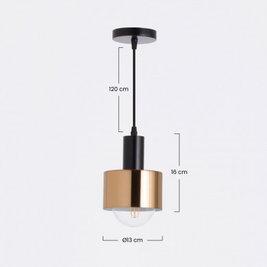 LAMPARA SOPOT ALUMINIO NEGRO/DORADO 13X13X16CM SEVEN ON DECO