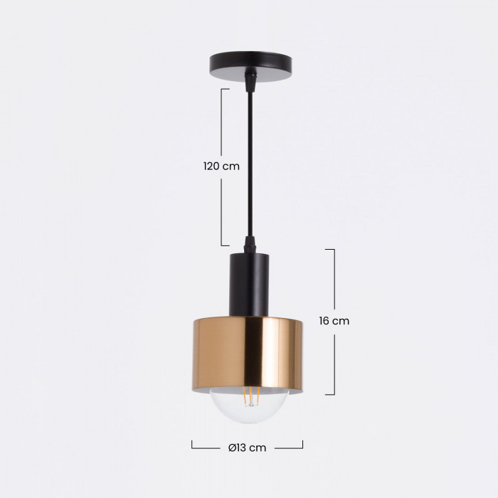 LAMPARA SOPOT ALUMINIO NEGRO/DORADO 13X13X16CM SEVEN ON DECO