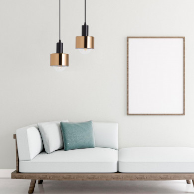 LAMPARA SOPOT ALUMINIO NEGRO/DORADO 13X13X16CM SEVEN ON DECO