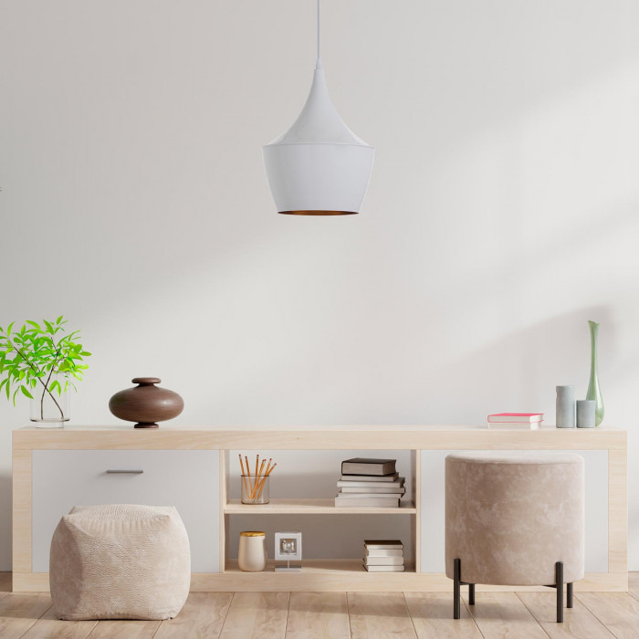 LAMPARA ALUMINIO RADOM BLANCO 24X24X28CM SEVEN ON DECO