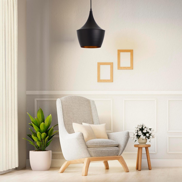 LAMPARA ALUMINIO RADOM NEGRO 24X24X28CM SEVEN ON DECO