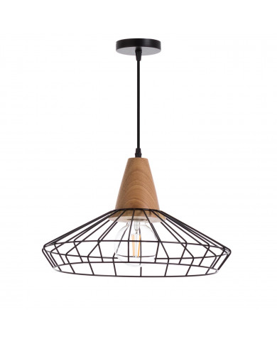 LAMPARA KLOBUCK NEGRO/NATURAL 40X40X24CM SEVEN ON DECO