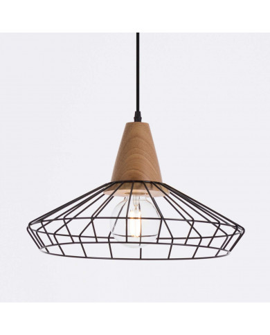 LAMPARA KLOBUCK NEGRO/NATURAL 40X40X24CM SEVEN ON DECO