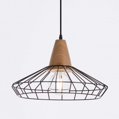 LAMPARA KLOBUCK NEGRO/NATURAL 40X40X24CM SEVEN ON DECO