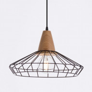 LAMPARA KLOBUCK NEGRO/NATURAL 40X40X24CM SEVEN ON DECO