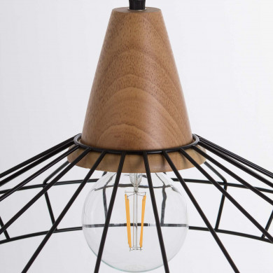 LAMPARA KLOBUCK NEGRO/NATURAL 40X40X24CM SEVEN ON DECO