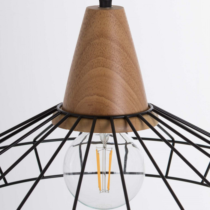 LAMPARA KLOBUCK NEGRO/NATURAL 40X40X24CM SEVEN ON DECO