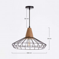 LAMPARA KLOBUCK NEGRO/NATURAL 40X40X24CM SEVEN ON DECO