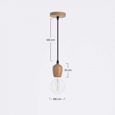 LAMPARA LOSICE MADERA NATURAL 8X8X10CM SEVEN ON DECO